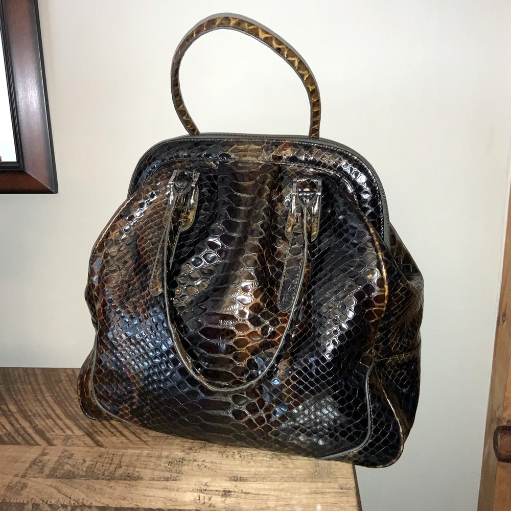 Large Snakeskin Pattern Leather Danier Bag